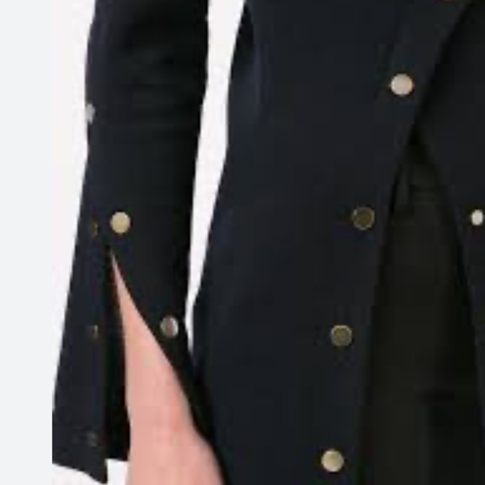 Derek Lam Snapped Long Sleeve Wool Crepe Tunic Top dark blue, size US 4 - Picture 7 of 16